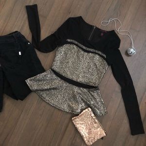 Fit and Flare Top with Glitter And Sheer fabric